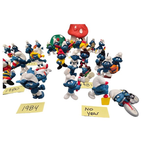 Vtg Smurfs Figurine Collection 1965-1984 Lot of 49 Mushroom House Peyo Schleich - Picture 8 of 16